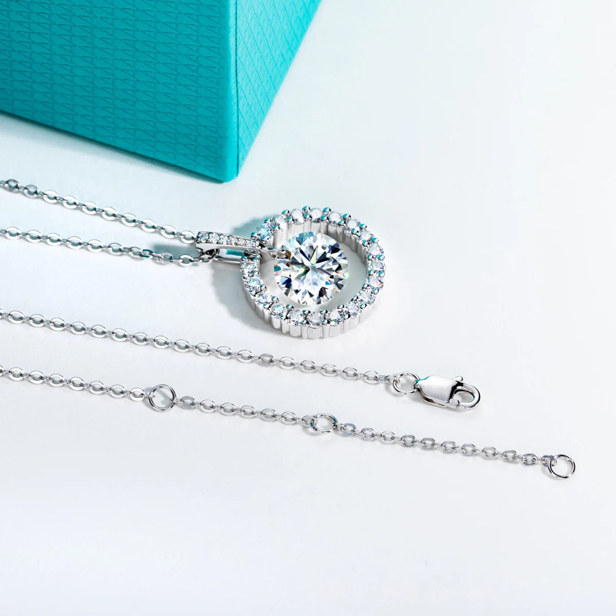 AnuJewel 3ct D Color Moissanite Diamond Halo Pendant Necklace 925 Sterling Silver Valentine's Day Gifts Jewelry Wholesale