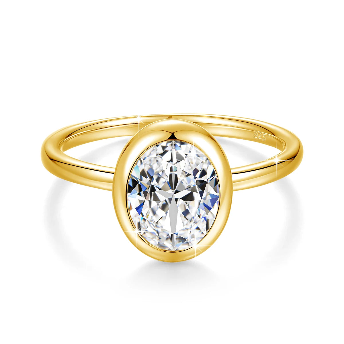 2CT Oval Cut Moissanite Ring Bezel Setting 925 Sterling Silver Solitaire Rings for Women Engagement Wedding Anniversary Jewelry