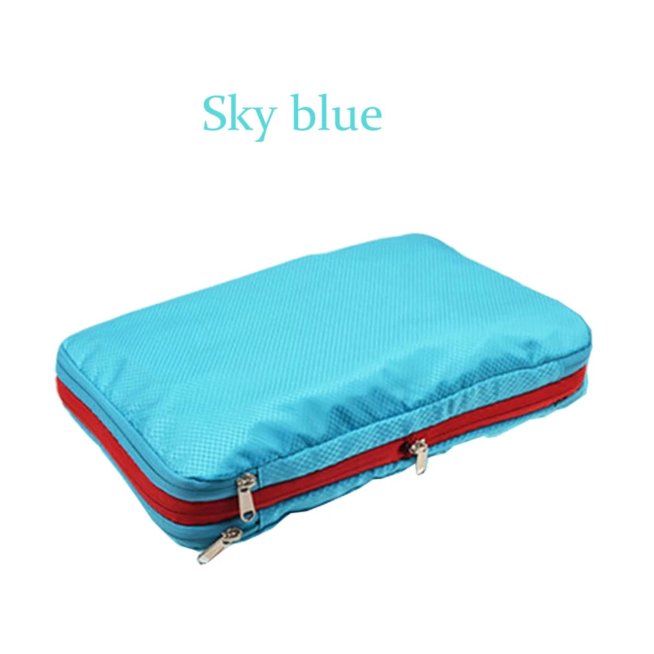 Nylon Travel Compression Packing Cubes Double Layer Portable Pouch  Zipper Waterproof Storage Bags for Clothing Shoes Suitcases