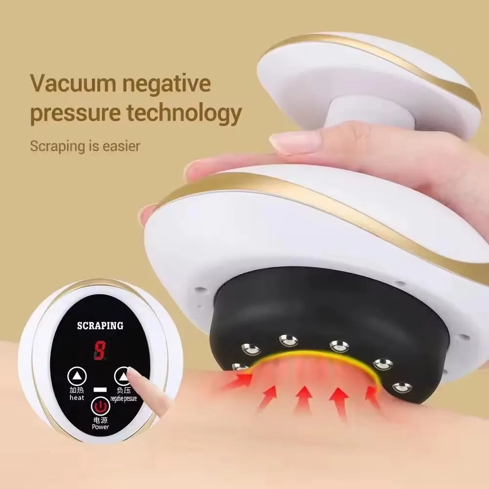 Electric Vacuum Cupping Massage Device LCD Display Heating Scraping Suction Cups Gua Sha Scraping Tool  Relieve Muscles Soreness