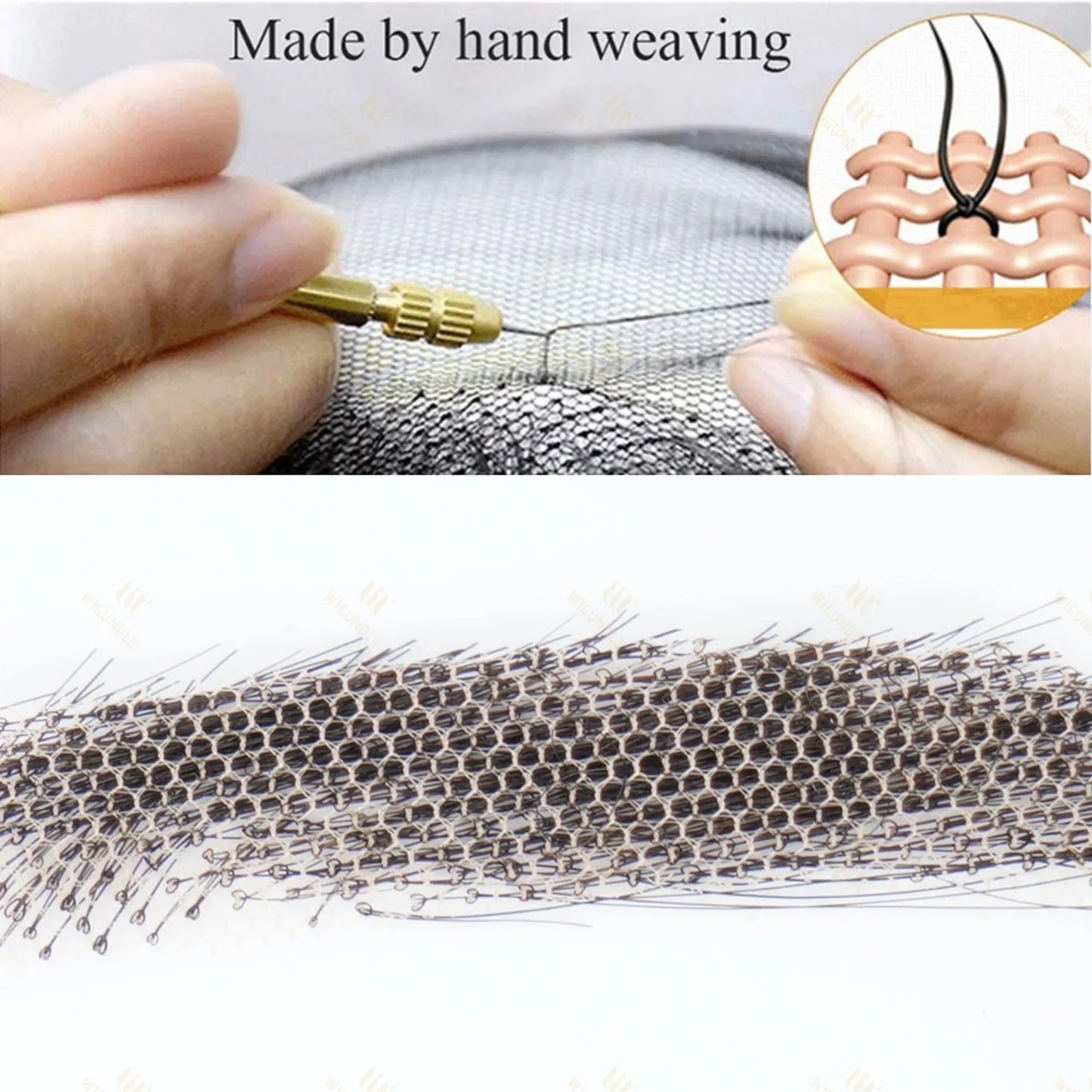 WIGUNDLE Fake Eyebow Women Or Man Hair Brazilian Hair invisible Handmade 100% Human Hair Fake Eyebrows Hand Tied False Eyebrows