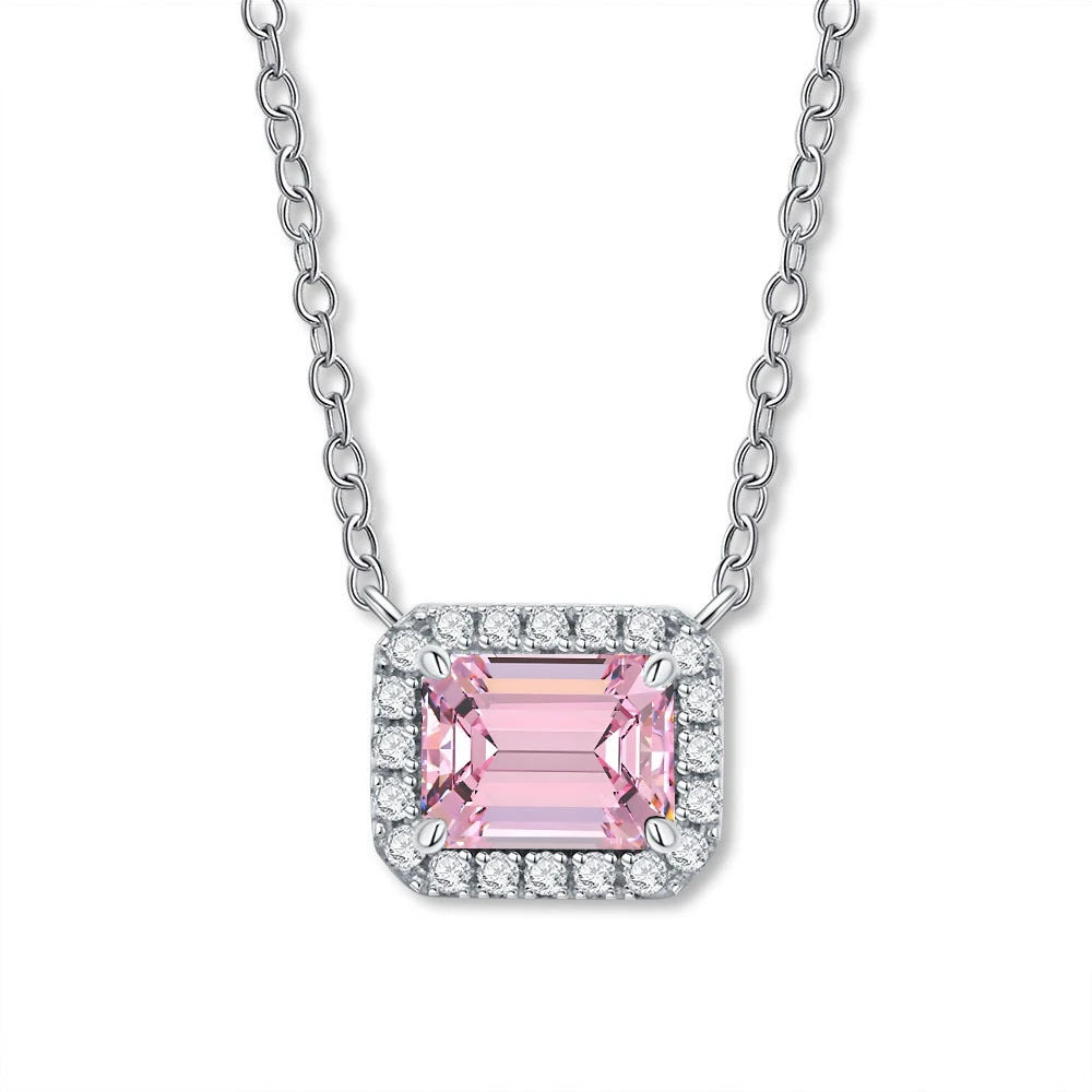 Wong Rain Solid 925 Sterling Silver 6*8 MM Sapphire Emerald Citrine Aquamarine Gems Pendant Necklace Fine Jewelry Gift Wholesale