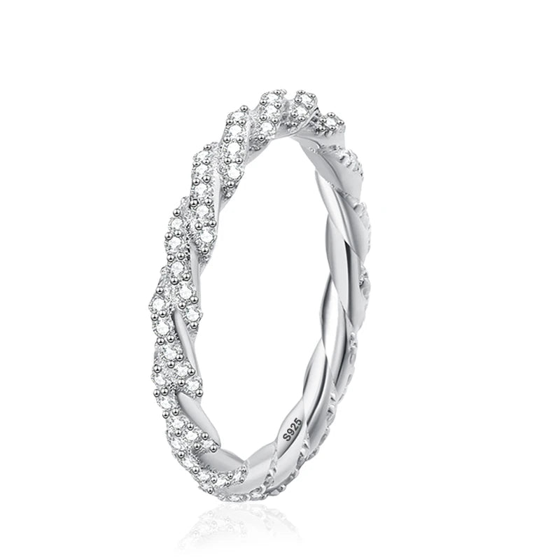 NeeTim Full D Color Moissanite Wedding Band Ring 925 Sterling Silver Sparkling Eternity Band Engagement Bride Rings For Women