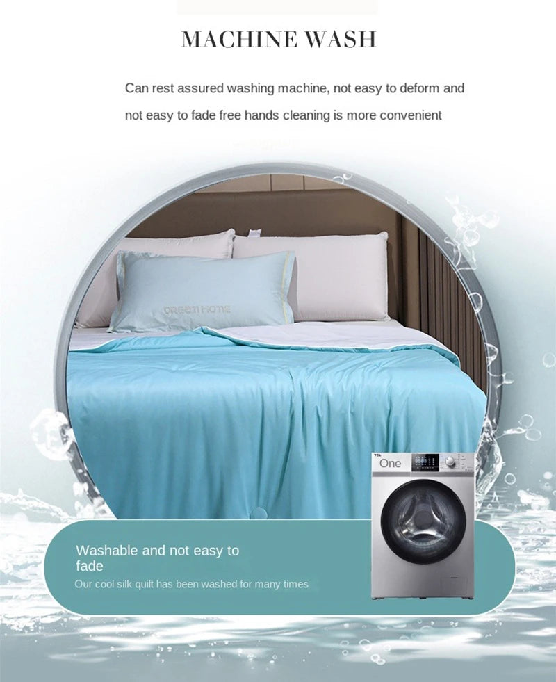 Cooling Blanket for Bed Silky Air Condition Comforter Lightweight Cooled Summer Quilt with Double Side Cold & Cooling Fabric
