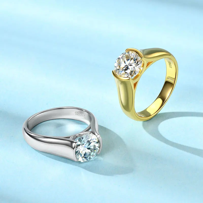 Ehhai GRA Certified 2CT Solitaire Moissanite Lab Diamond Engagement Rings for Women Men 925 Sterling Silver Wedding Jewelry Gift