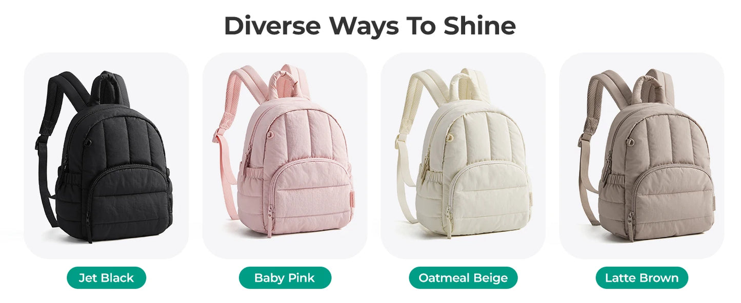 BAGSMART Mini Backpack for Women Lightweight Puffer Small Backpack Purse Quilted Casual Travel Daypack Cute Waterproof Bookbag