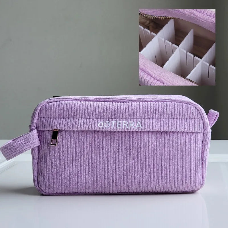 Corduroy Essential Oil Storage Bag 14 Slots 15ML Travel Essentials Oil Case Portable Perfume Carrying Organizador Cosmetic Bag