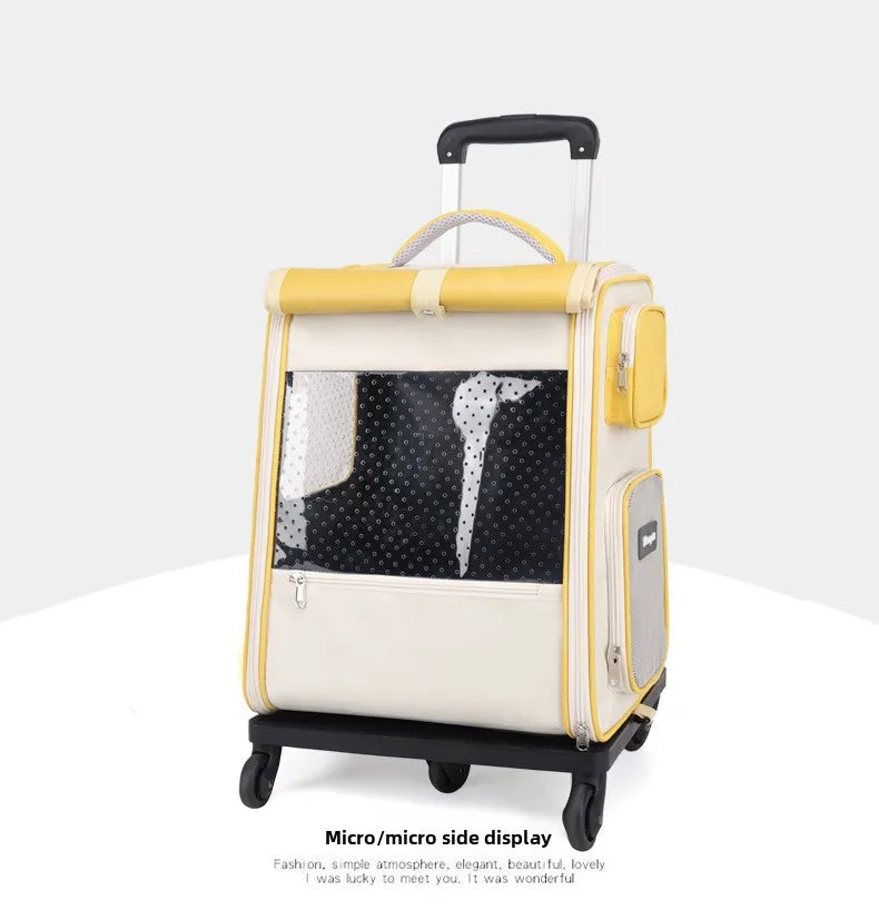 Multifunctional pull rod pet bag portable cat suitcase cat bag outing large capacity double shoulder breathable pet backpack