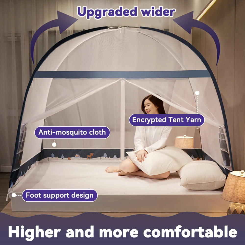 Simple Yurt Mosquito Net Portable Camping Tent Single Double Bed Canopy For Adult Foldable Bunk Mesh Net Breathable Mosquito Net
