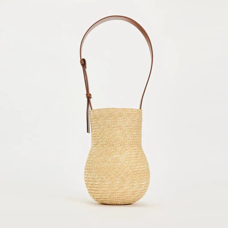 Casual Wicker Woven Basket Bags Rattan Women Handbags Handmade Summer Beach Straw Tote Bag Designer Shoulder Crossbody Bag 2024