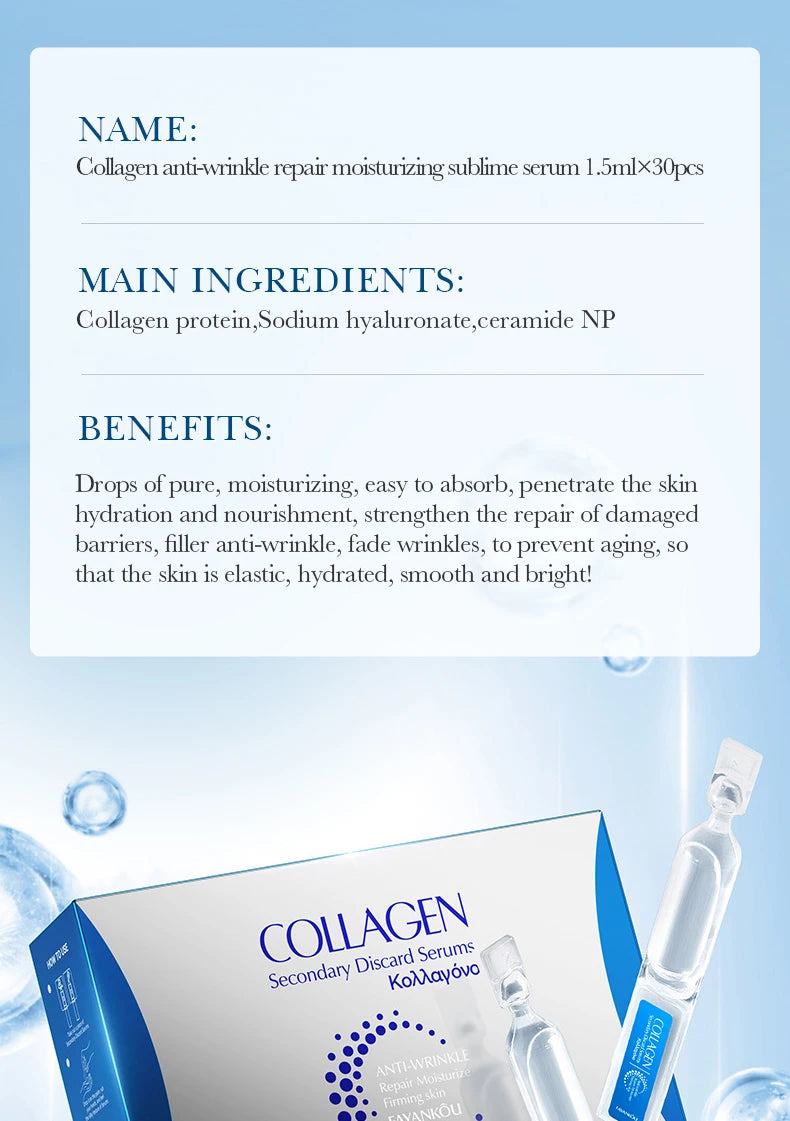 30pcs/box FAYANKOU Anti-wrinkles Collagen Serum for Face Moisturizing Firming Hydrating Anti-aging Facial Essence Face Skin Care
