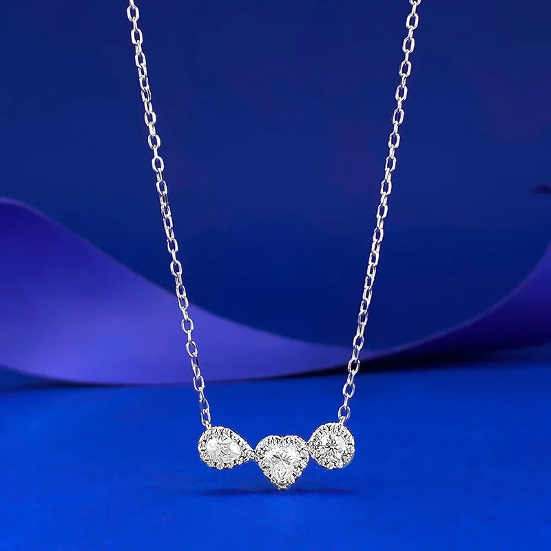 Queen Heart Lab Moissanite Diamond Pendant 100% Real 925 Sterling Silver Wedding Chocker Necklace for Women Engagement Jewelry
