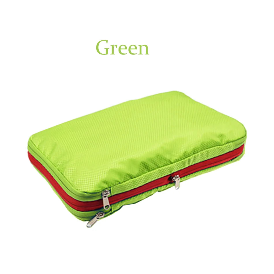 Nylon Travel Compression Packing Cubes Double Layer Portable Pouch  Zipper Waterproof Storage Bags for Clothing Shoes Suitcases