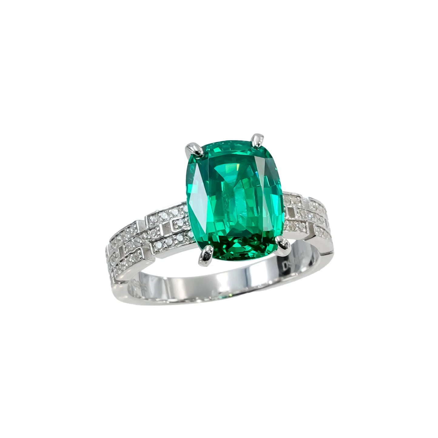 WUIHA Vintage 925 Sterling Silver 8 CT Lab Sapphire Emerald High Carbon Diamonds Gemstone Wedding Engagement Ring Fine Jewelry
