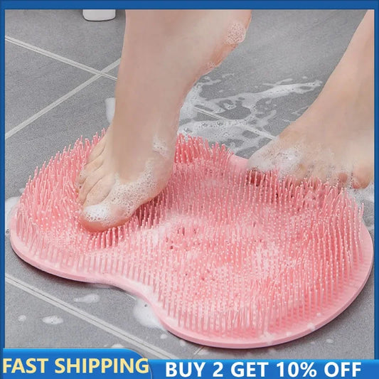 Silicone Rub Back Brush Bathroom Non-slip Wash Foot Pad Massage Shower Mat with Sucker Bath Massage Foot Exfoliating Brush Pad