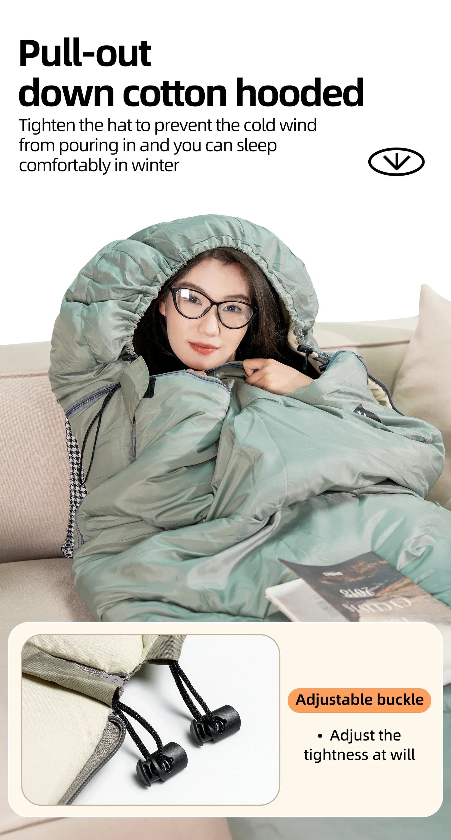 Qunature Sleeping Bag Outdoor Camping Warm Portable Household Cold-Resistant Single Person Splicing Quilt Camping Equipment