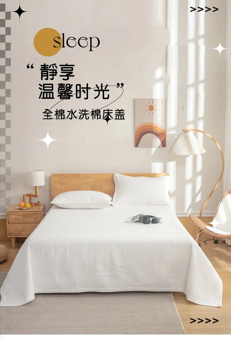 2024 new Class A cotton washed cotton antibacterial padded cotton bed cover thickened sheets breathable and comfortable
