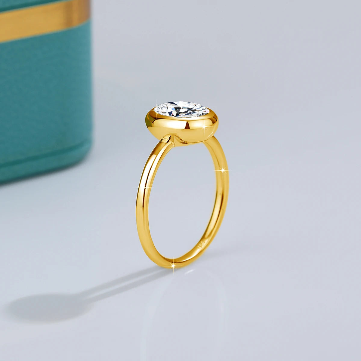 2CT Oval Cut Moissanite Ring Bezel Setting 925 Sterling Silver Solitaire Rings for Women Engagement Wedding Anniversary Jewelry