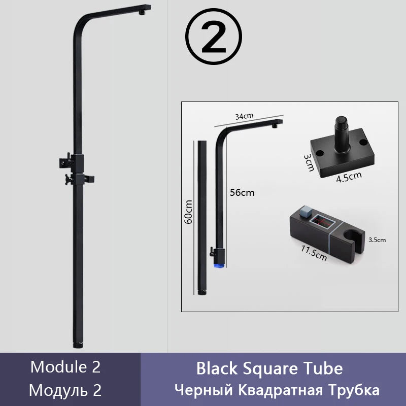 DIY Shower Set Bathroom Shower System Wall Mounted Bathtub Shower Faucet Gray Black Golden White Digital LED Temperature Shower
