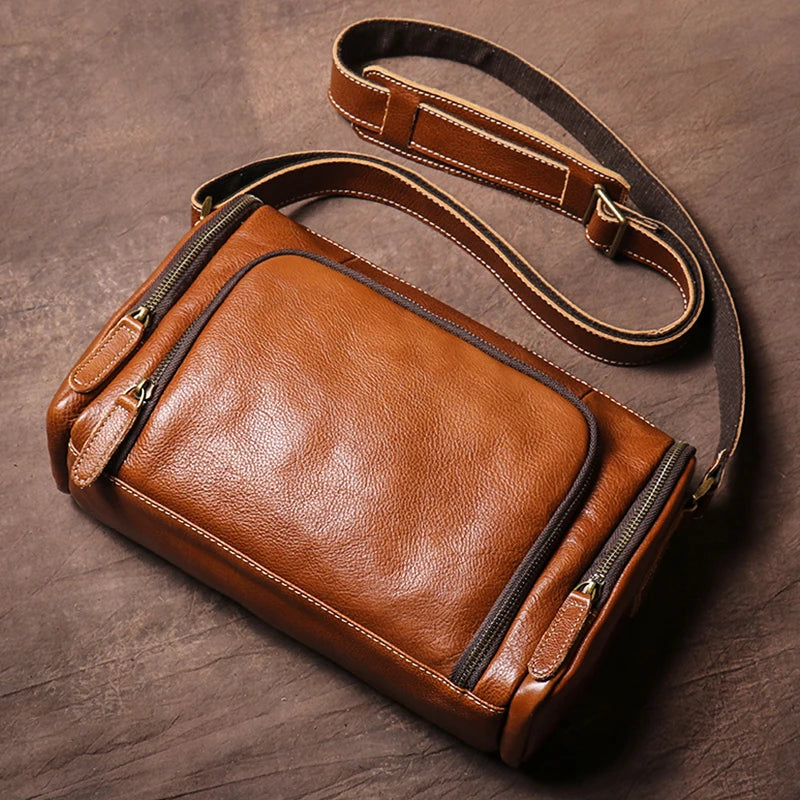 GURO Higher Quality Genuine Leather Shoulder Bag Men's Party Deluxe Crossbody Vintage Top Cowhide multicompartment Messenger Bag