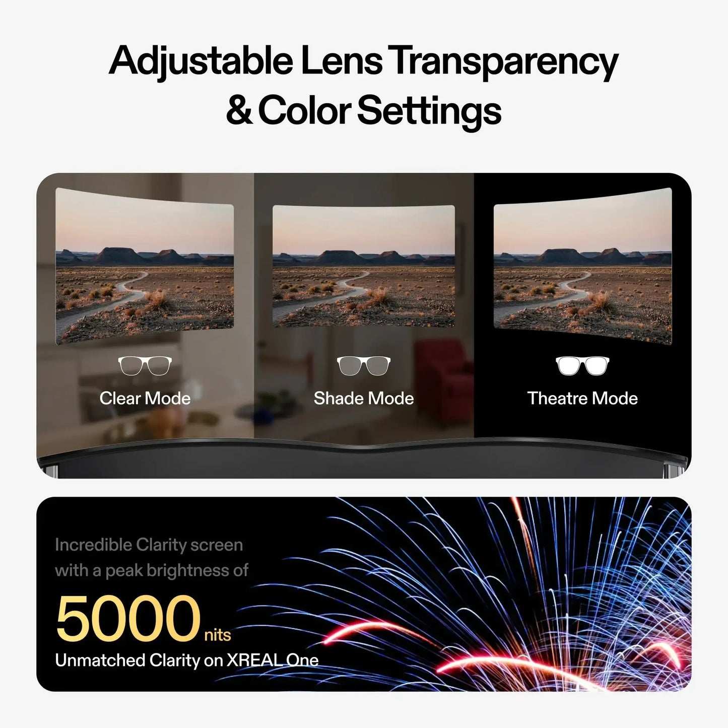 Xreal One AR Smart Glasses 3840X1080 Native 3DoF X1 Chip 50° FOV Ultra Large Viewing Angle Non Translation Glasses