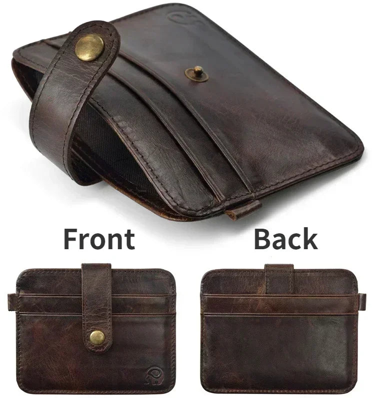 100% Cowhide Leather Credit Card Holder Women Men Mini Slim  Small Coin Purse Bank ID Card Case Package Pouch Card Holder