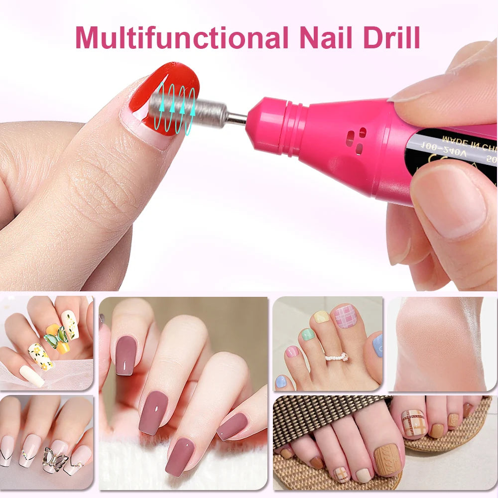 6 In 1 Electric Nail Drills Kit Remove Polisher Manicure Portable Nail File Nail Drill Equipment Pen Tools Machine