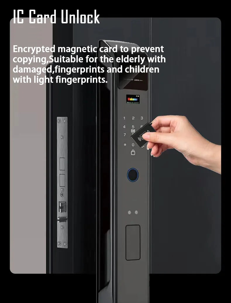 Tuya APP Smart Life APP Control Voice Intercom Smart Lock 3D Face Recognition Fingerprint Password Smart  Door Lock With Camera