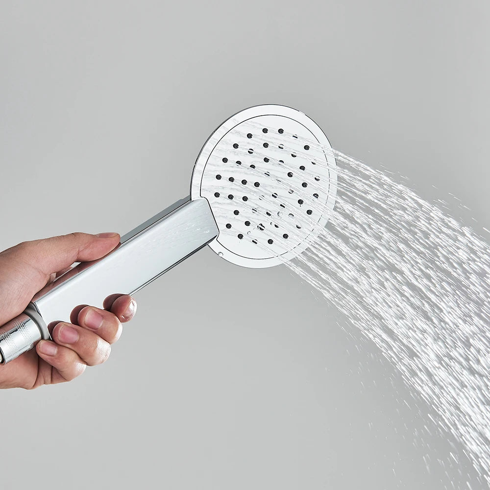 Brushed Nickel Shower Panel Column Rain&Waterfall Shower Head  Massage Jets Hot and Cold Mixer Tap Bathroom Shower Faucet
