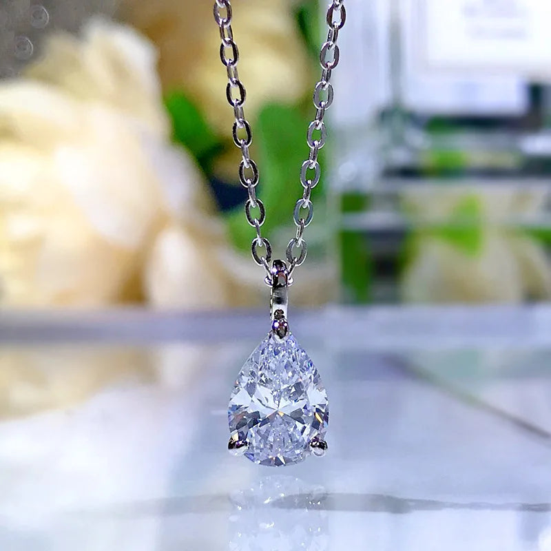 Queen Heart Lab Moissanite Diamond Pendant 100% Real 925 Sterling Silver Wedding Chocker Necklace for Women Engagement Jewelry