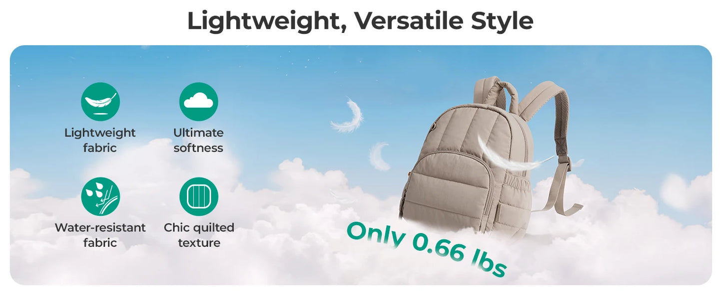 BAGSMART Mini Backpack for Women Lightweight Puffer Small Backpack Purse Quilted Casual Travel Daypack Cute Waterproof Bookbag