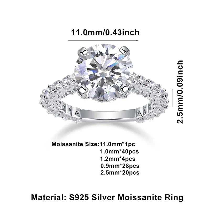 NKHOG 5CT Full D Color VVS Moissanite Ring For Women S925 Silver Luxury Engagement Bride Wedding Band Gift Jewelry GRA Certified
