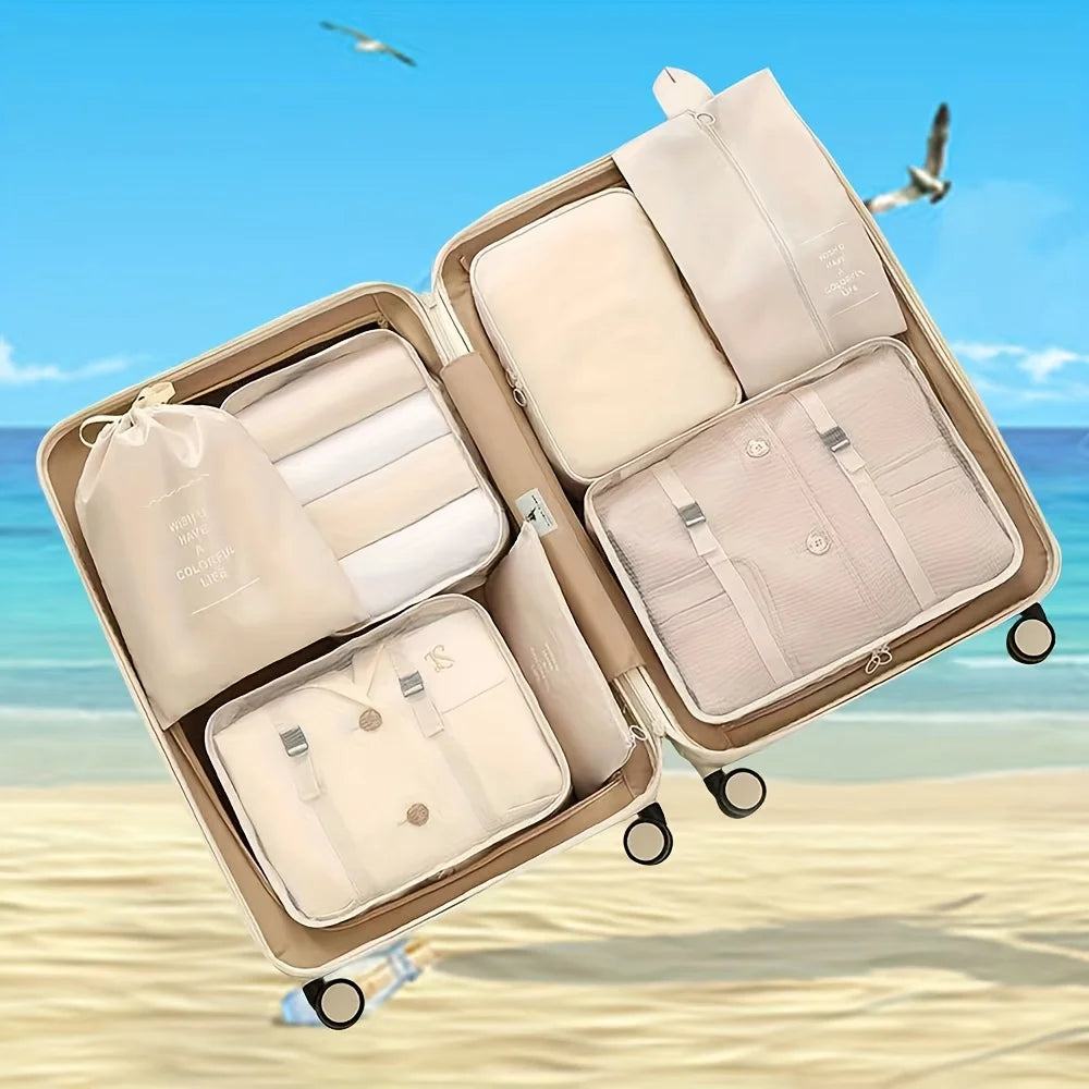 7-piece large-capacity travel storage bag set, portable packing organizers for classified storage of clothes, pants and socks