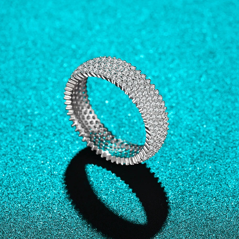 Wong Rain 925 Sterling Silver 3EX VVS1 D Color Real Moissanite Diamonds Gems Row Ring Wedding Party Fine Jewelry Band Wholesale