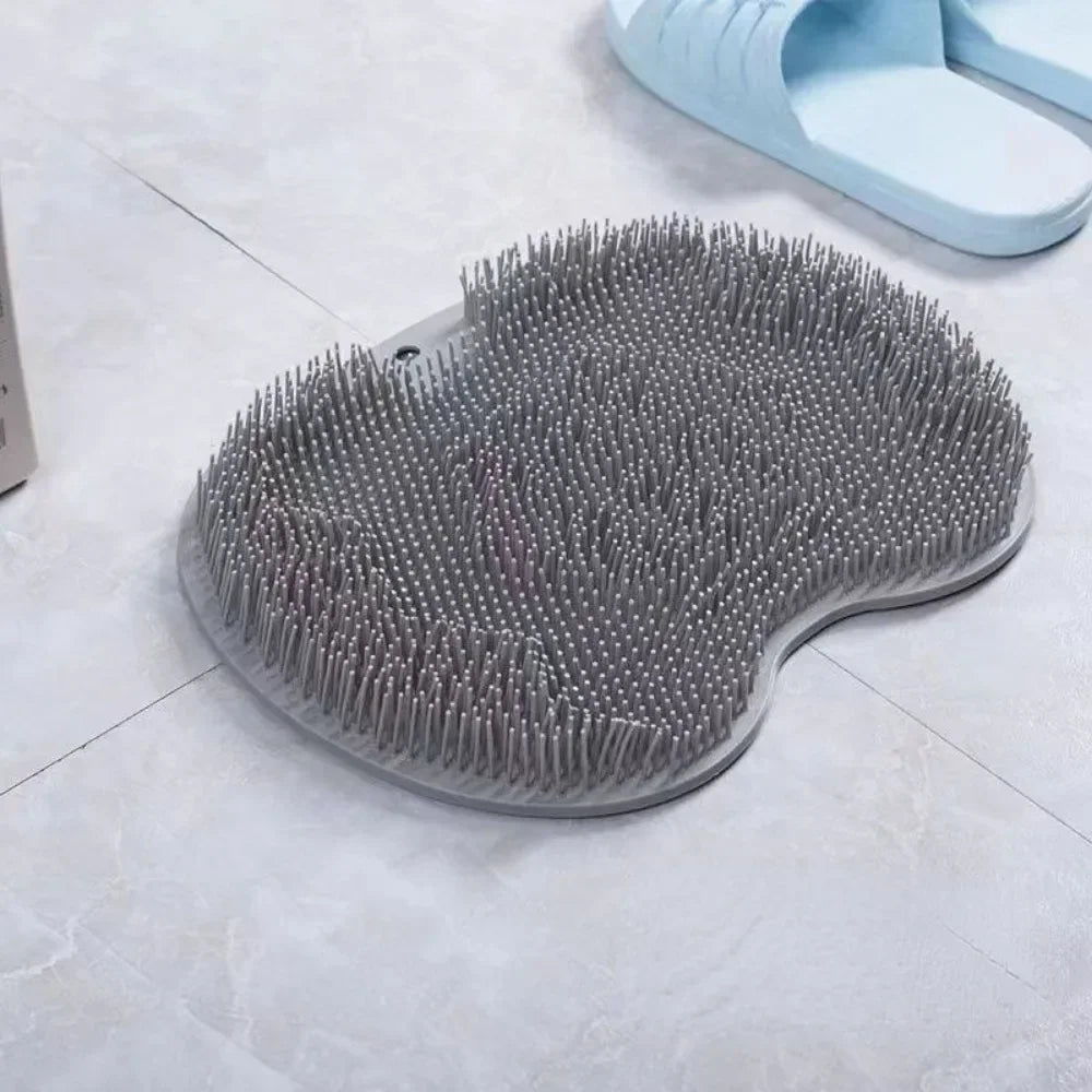 Silicone Rub Back Brush Bathroom Non-slip Wash Foot Pad Massage Shower Mat with Sucker Bath Massage Foot Exfoliating Brush Pad
