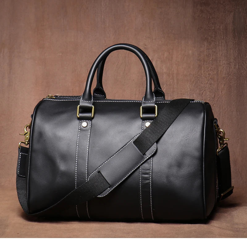 GURO Retro Higher Quality Cowhide Travel Bags  Men's Genuine Leather Handbag Women Luxury Weekend Fitness Bag Short Trip Luggage