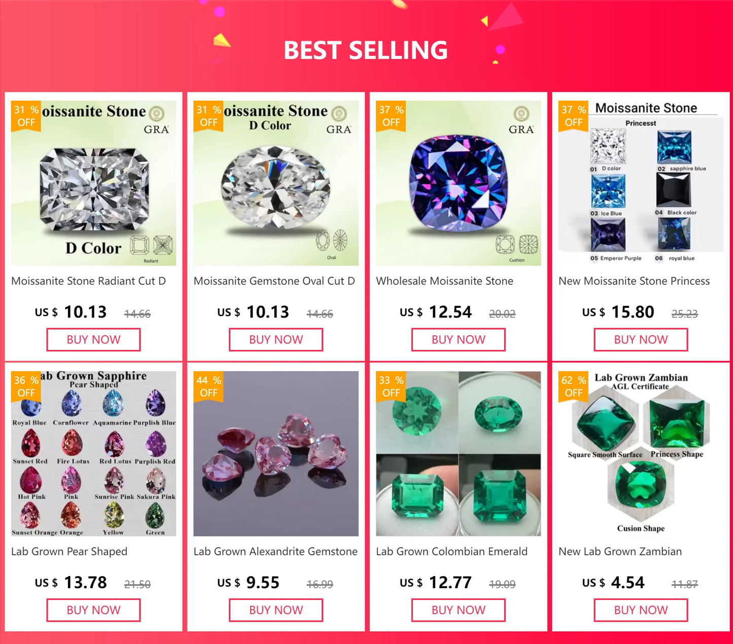 Moissanite Stone Round Cut D Color VVS1 0.1ct-12.0ct Lab Grown Gemstone for DIY Jewelry Making Materials Pass Diamond Tester