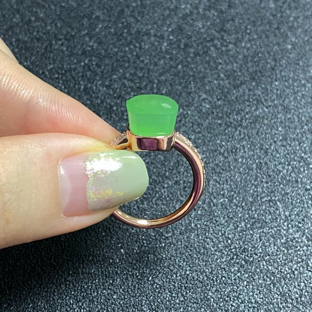 Ladies Square Candy Ring Slim Single Row Zircon Crystal Ring Platinum Plated Amethyst Jewelry Party Gift for Women