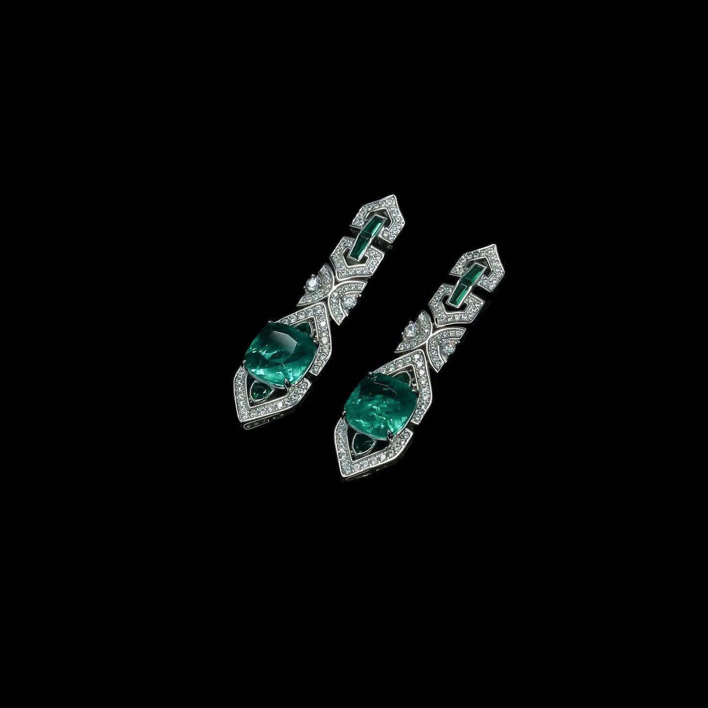 WUIHA Vintage 100% 925 Sterling Silver Cushion Cut Lab Sapphire Emerald High Carbon Diamonds Drop Dangle Earrings Fine Jewelry