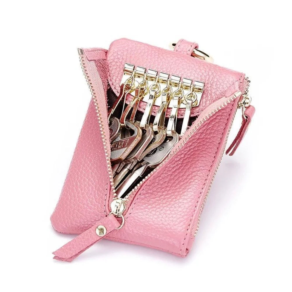 New PU Leather Key Wallets Unisex Retro Keys Organizer Men Women Key Card Holders Housekeeper Keychain Cover Coin Zipper Purse