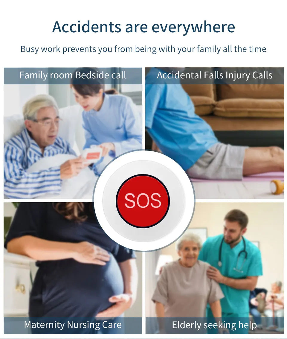Tuya Smart ZigBee SOS Call Button Wireless Caregiver Pager Emergency Alarm Call For Kids Elderly Patient App Remote Control