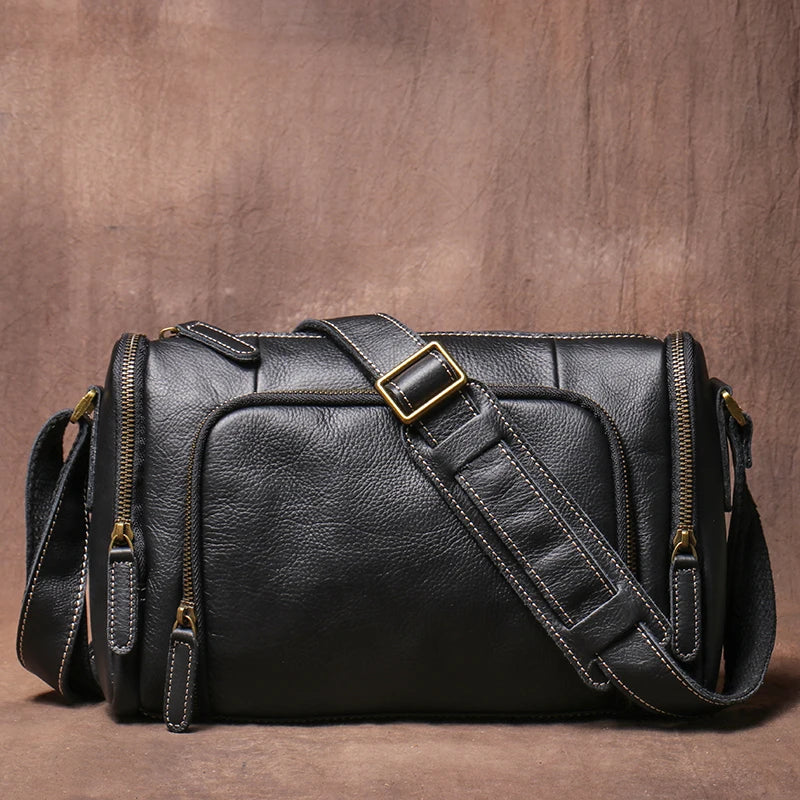 GURO Higher Quality Genuine Leather Shoulder Bag Men's Party Deluxe Crossbody Vintage Top Cowhide multicompartment Messenger Bag