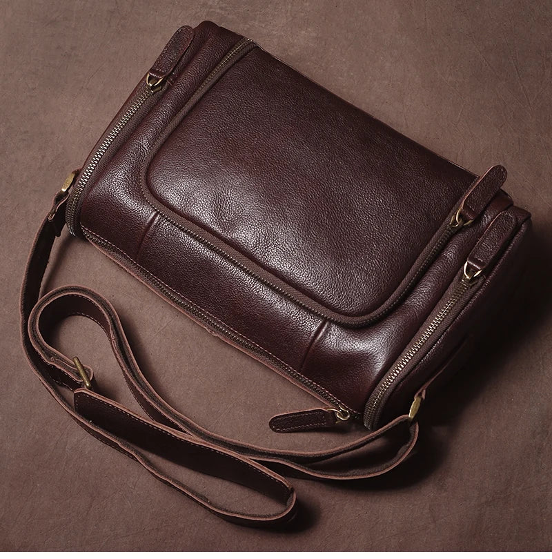 GURO Higher Quality Genuine Leather Shoulder Bag Men's Party Deluxe Crossbody Vintage Top Cowhide multicompartment Messenger Bag