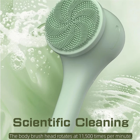 CKRE-Electric Body Brush Automatic Bath Brush USB Rechargeable Rotating Brush Waterproof Extended Handle Forall Skin Types Green