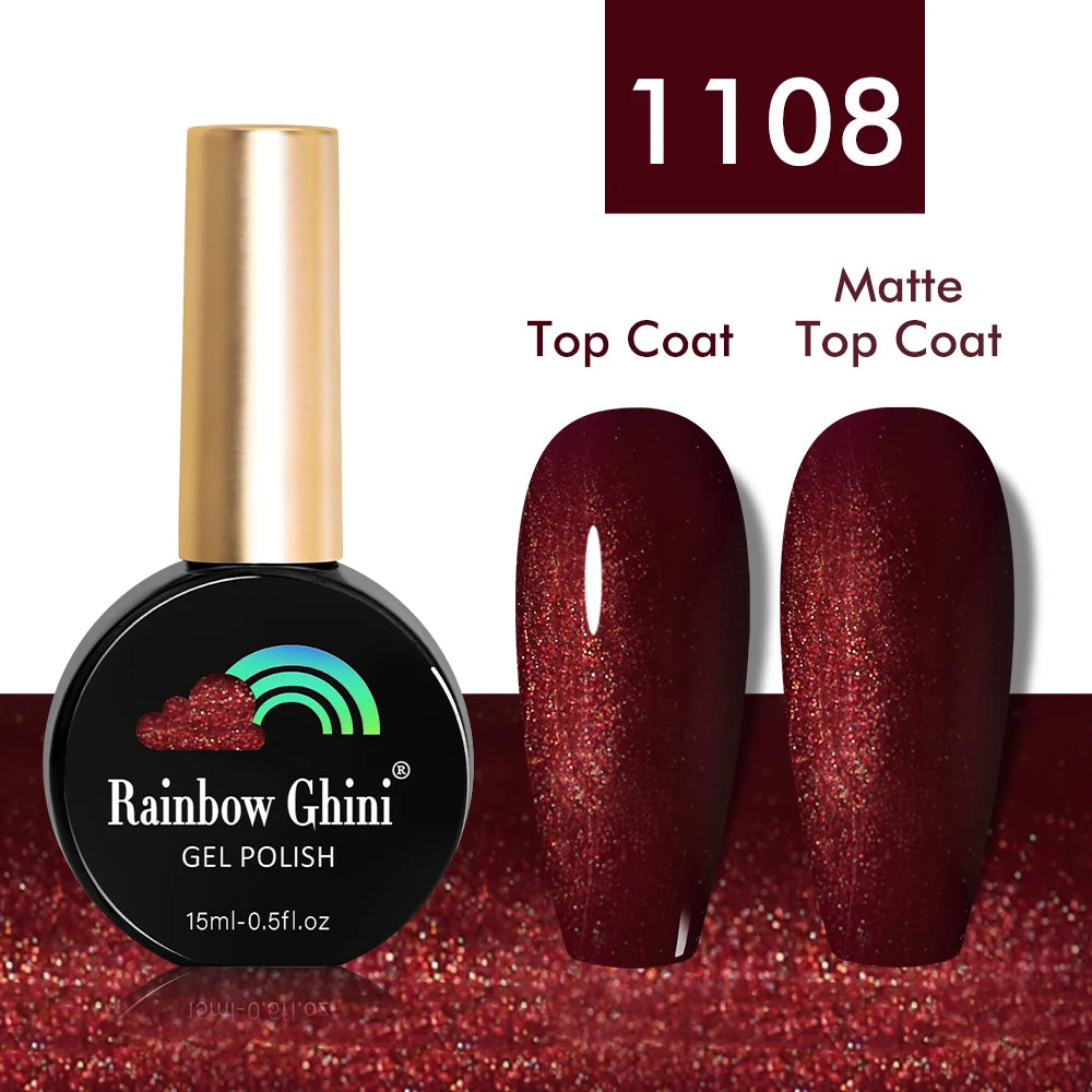 Rainbow Ghini 15ml Glitter Dark Red Gel Nail Polish Semi-Permanent Varnish UV Pale Red Nail Gel Art Supplies for Professionals