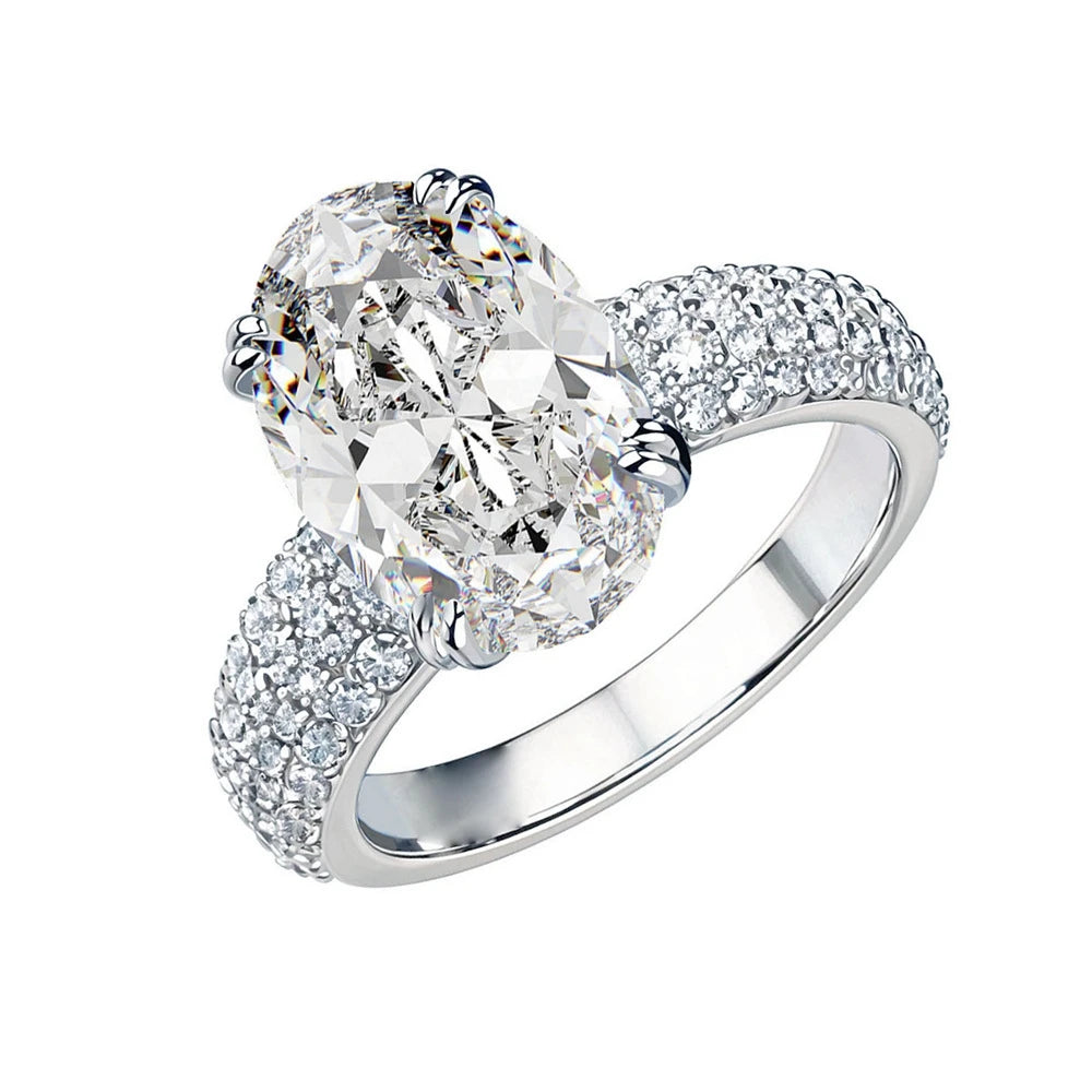 Wong Rain 925 Sterling Silver Oval Cut 8*12 MM Lab Sapphire Citrine High Carbon Diamond Gem Wedding Engagement Ring Fine Jewelry