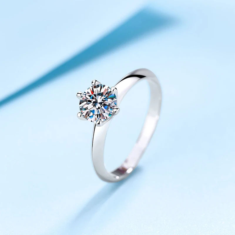 NeeTim 1 Carat D Color Moissanite Diamond Wedding Ring For Women 925 Sterling Silver Finger Band Fine Jewelry with Certificate