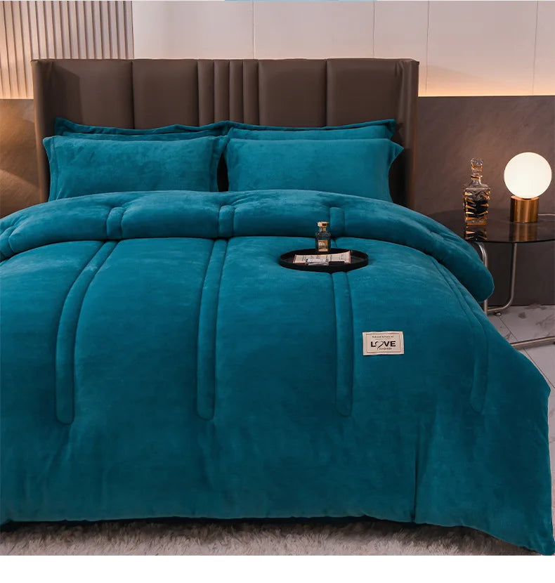 Thicken Lamb Double-faced Velvet Quilt Wool Super Warm Winter Comforter Students Dormitory Luxury Blanket Soft Quilt Duvets