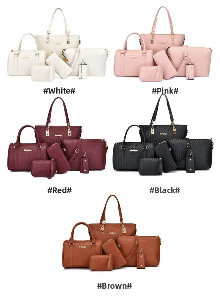 Fashionable Urban Simple Large Capacity Mother-Daughter Shoulder Bag Women's Handbag Set Six Pieces Crossbody Handbag