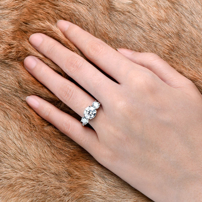 Anziw 3-stone Real 3.6CT Moissanite Wedding Rings for Women 100% S925 Silver Engagement Promise Band Fine Accessories Jewelry